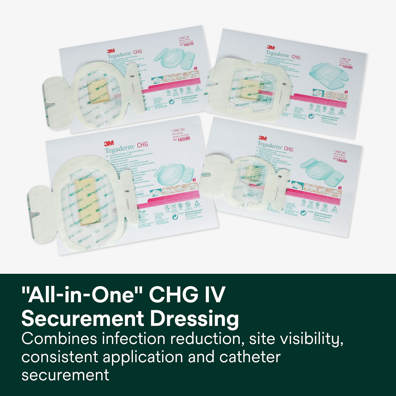 (1) Tegaderm CHG IV Securement: All-in-One CHG IV Securement Dressing