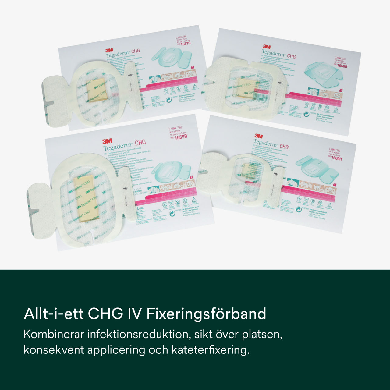 (1) Tegaderm CHG IV Securement: Allt-i-ett förband för CHG IV-säkring