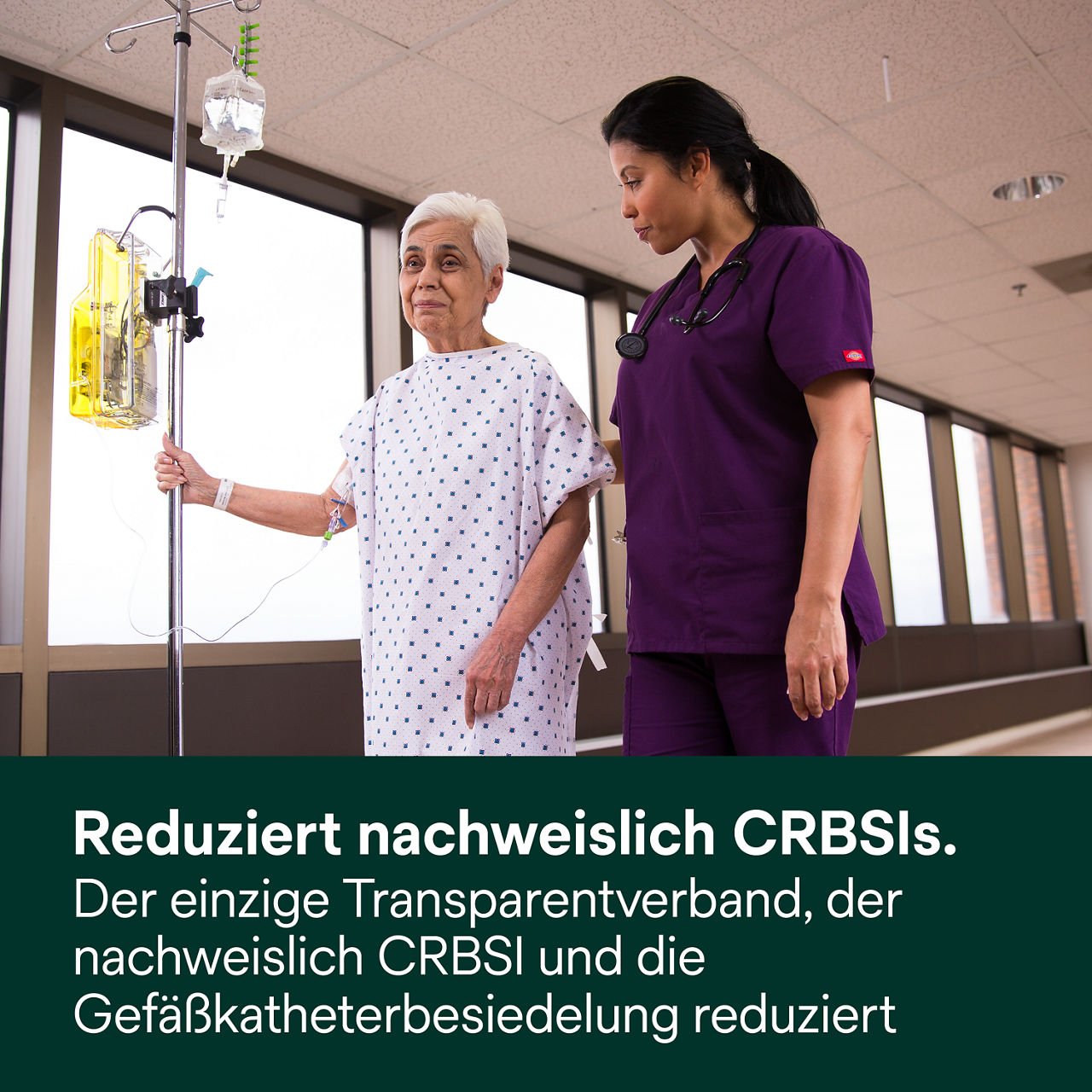 (3) Tegaderm CHG IV-Fixierung: Erwiesenermaßen zur Reduzierung von KRBSIs