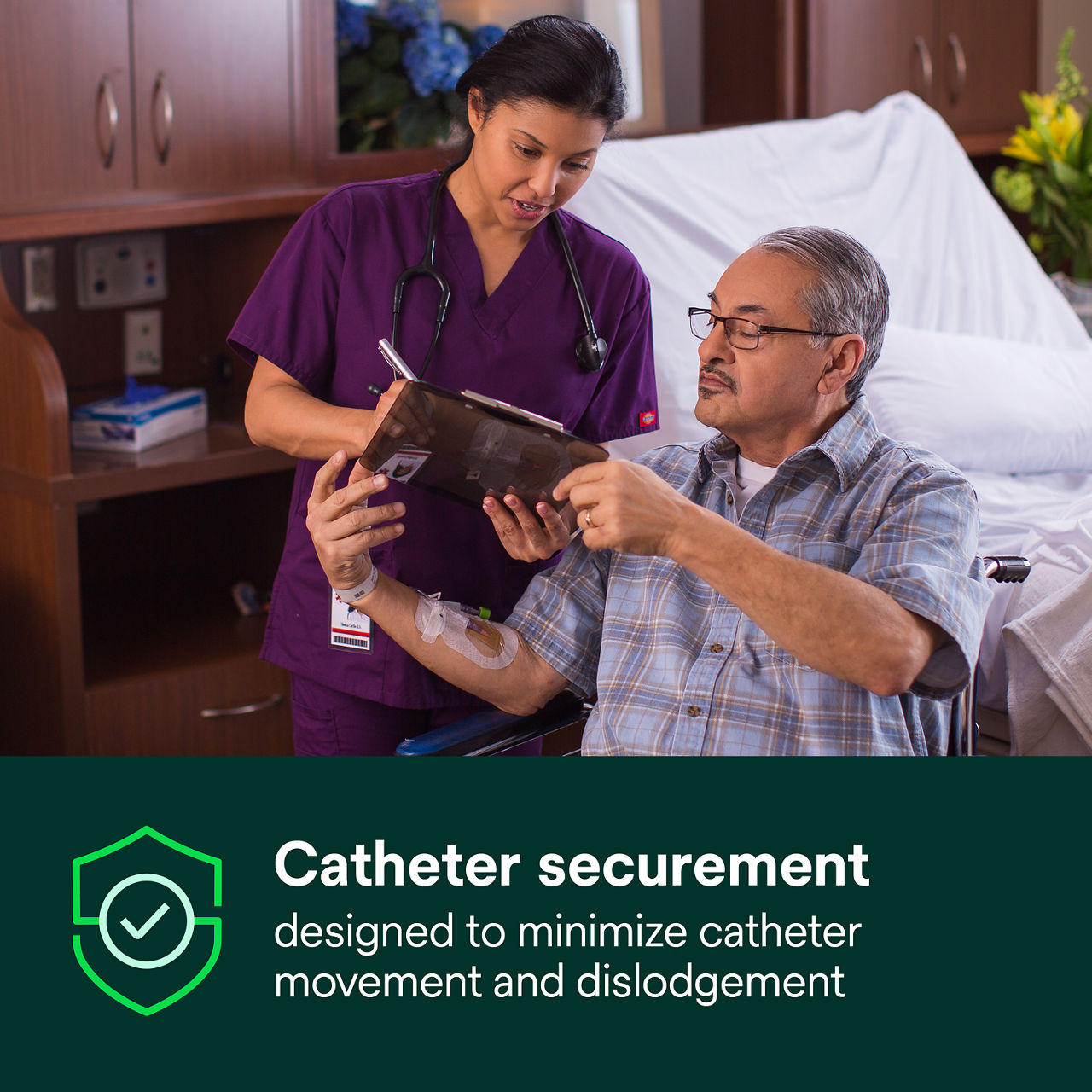 (6) Tegaderm CHG IV Securement: Catheter securement