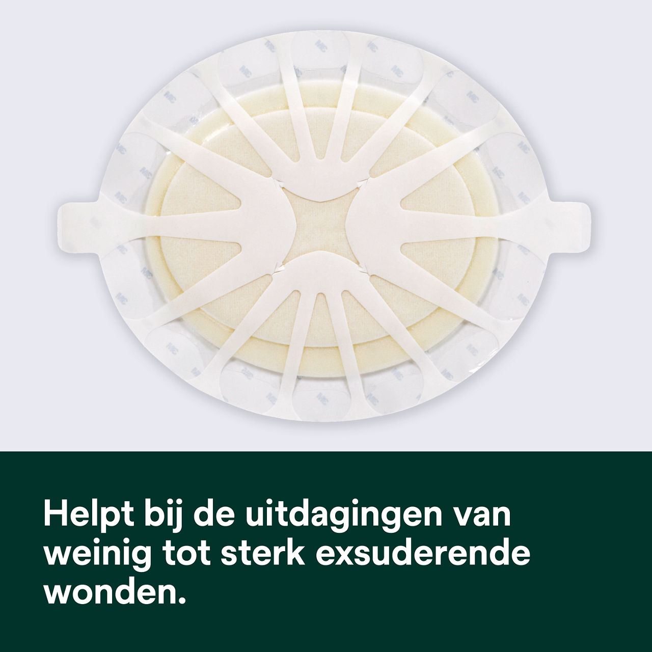 (1) Tegaderm HP Foam: Helpt bij het omgaan met de uitdagingen van licht tot sterk exsuderende wonden