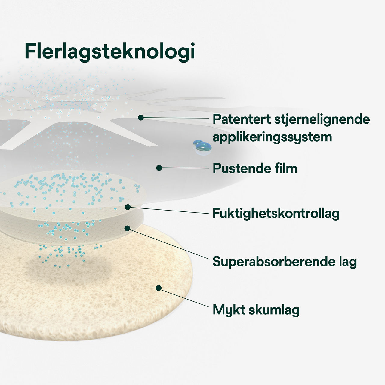 (3) Tegaderm HP Skum: System di distribuzione a raggi for enkel, énhånds påføring