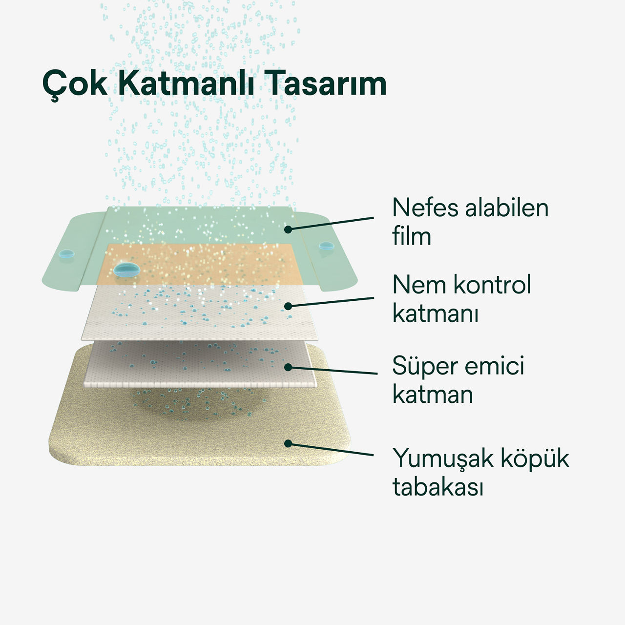 (3) Tegaderm HP Häftande Olmayan Skumförband: Çok katmanlı tasarım