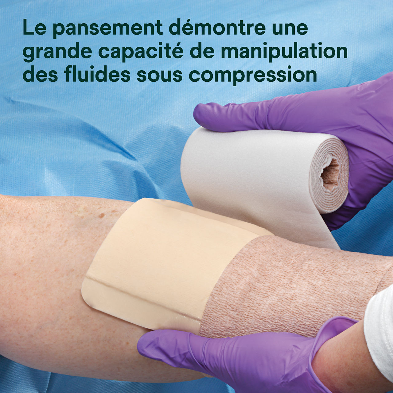 (4) Tegaderm HP Mousse Non Adhésif : Haute capacité de gestion des fluides sous compression