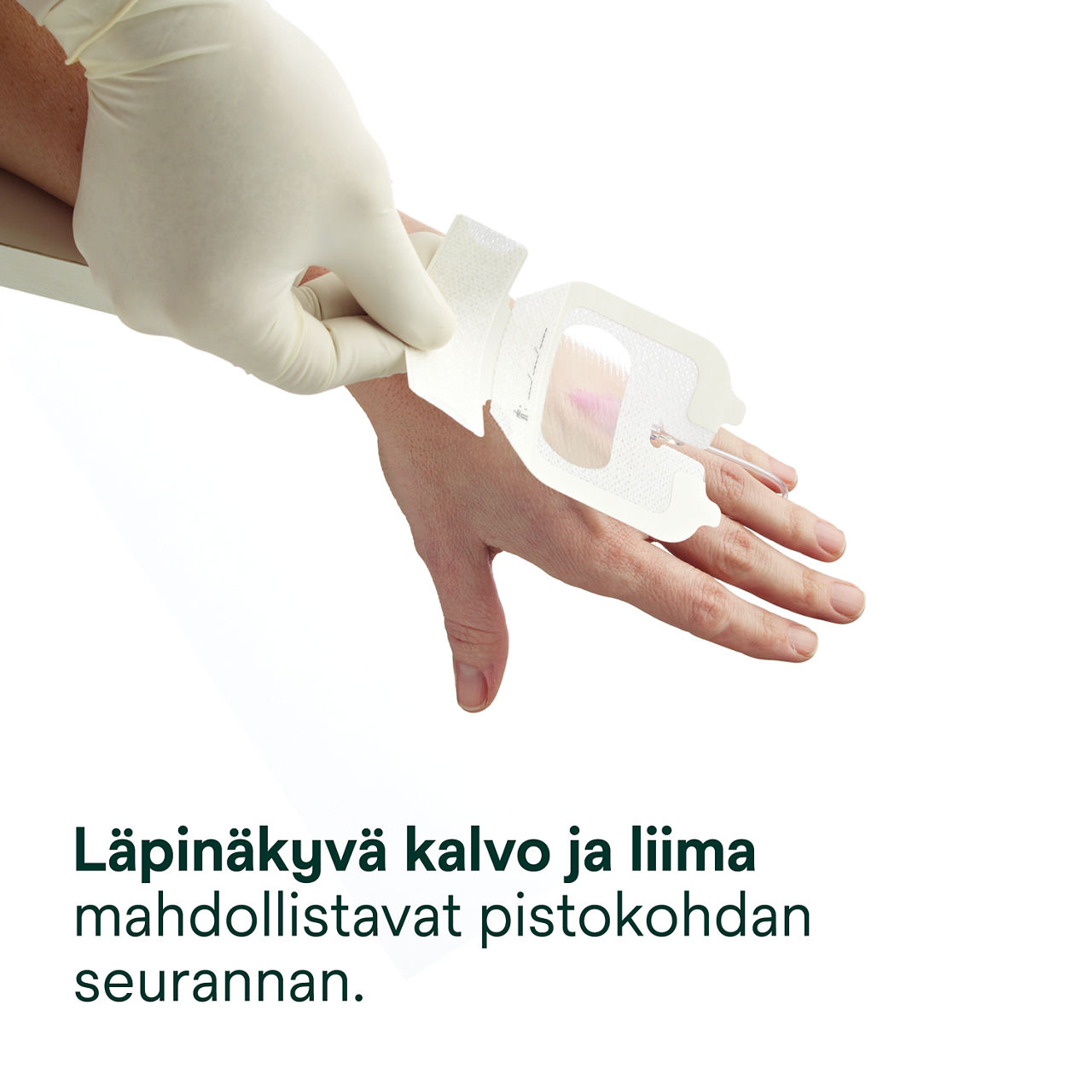 (4) Tegaderm IV Advanced Securement: Läpinäkyvä kalvo ja liima