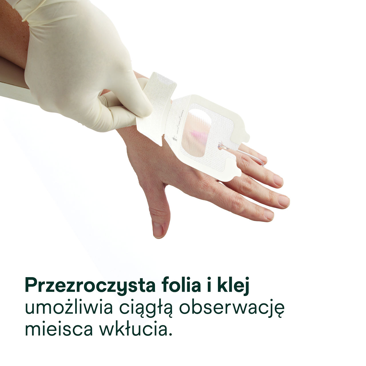 (4) Tegaderm IV Advanced Securement: Przezroczysta folia i klej