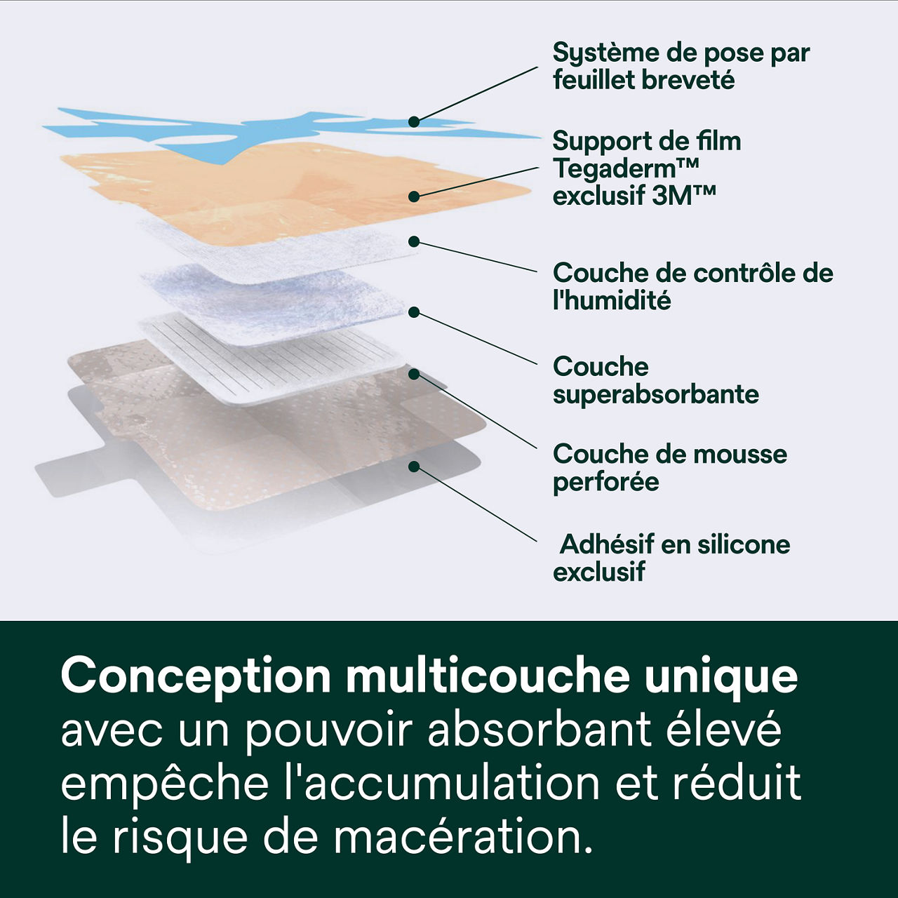 (1) Tegaderm Silicone Mousse : Conception multicouche unique