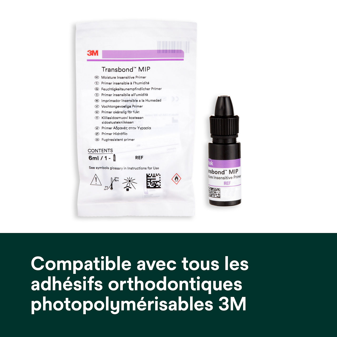 (1) Transbond MIP Compatible avec tous les adhésifs orthodontiques à polymérisation