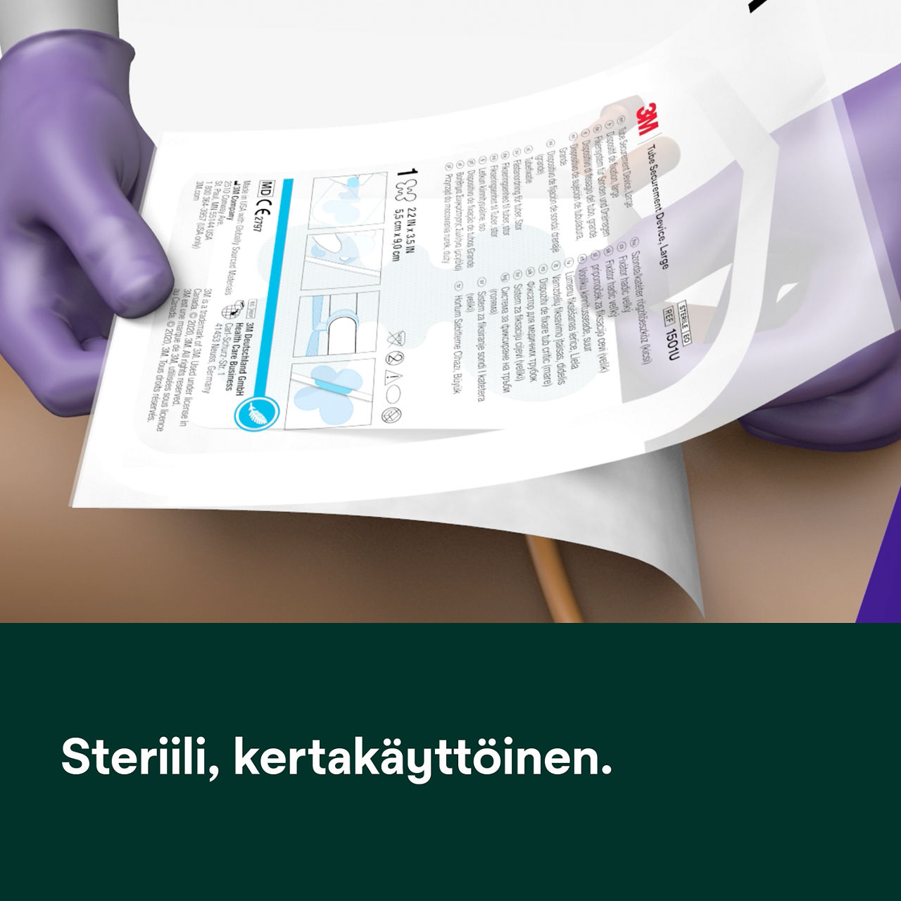 (7) Letkun kiinnitystarvike: Steriili laite kertakäyttöpakkauksessa