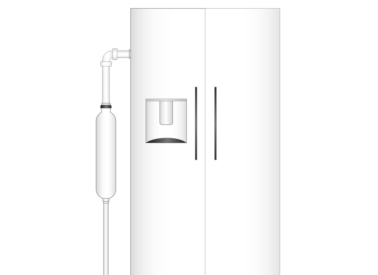 Rendering of how to install an in-line system for an appliance