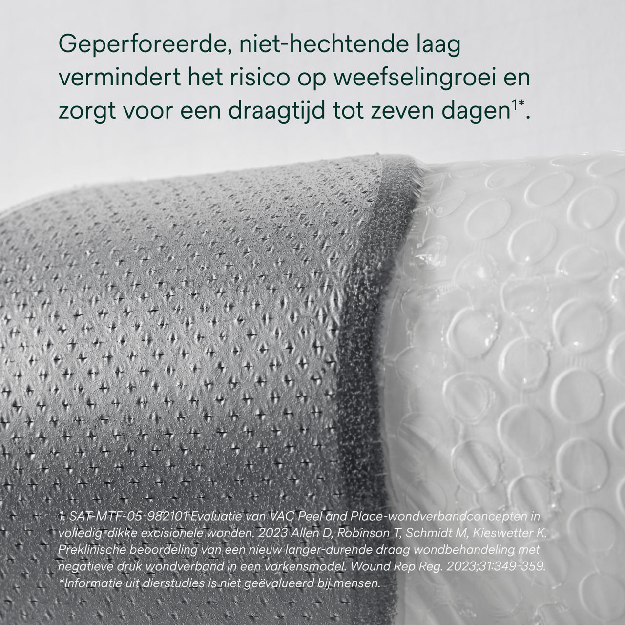 6: V.A.C. Peel and Place - Zorgt voor 2,4 keer meer dikte van het granulatieweefsel