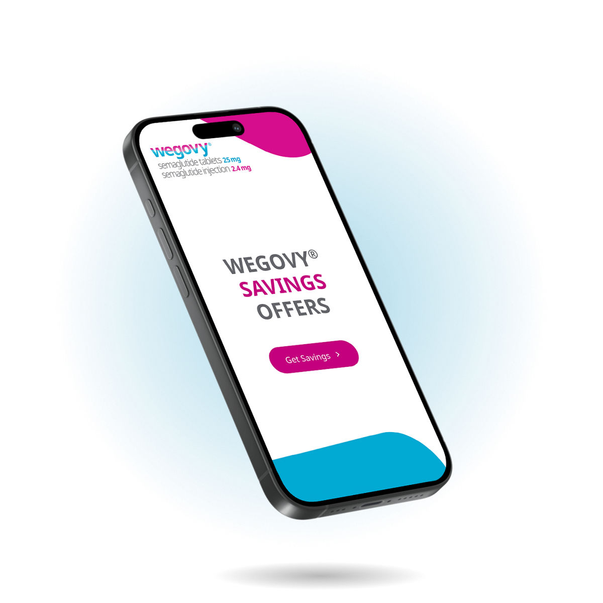 Wegovy® website homepage on a phone screen