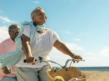 A couple on a bike ride