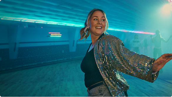 Woman skating at a roller rink