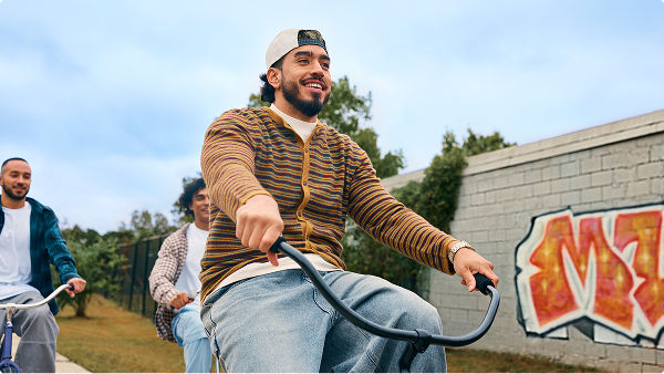 Man riding bike