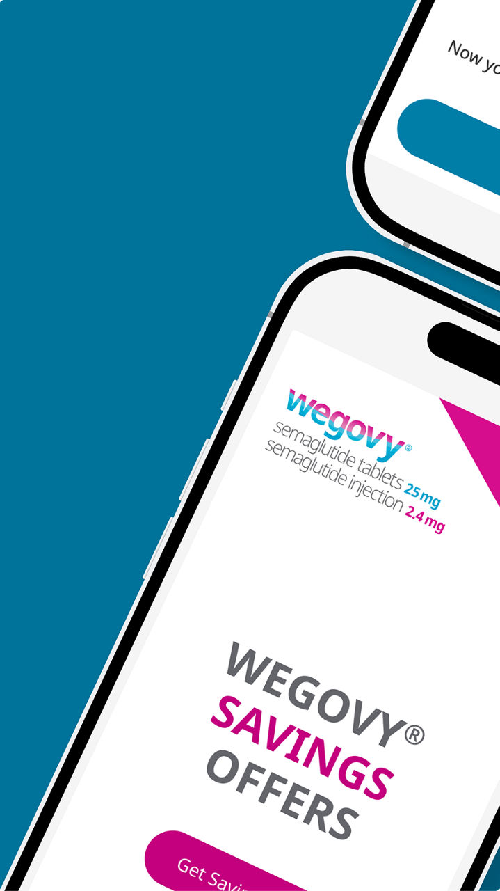 Wegovy® landing page on phone screen