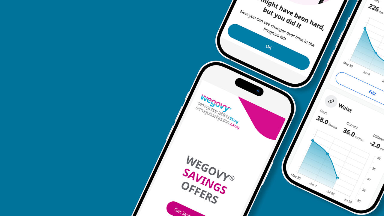 Wegovy® landing page on phone screen
