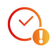 Clock and exclamation point icon
