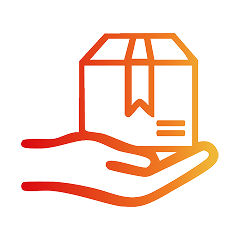 Hand holding a package icon