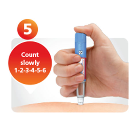 Hand injecting the Ozempic® pen for six seconds