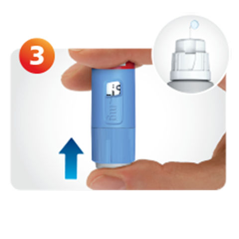 Hand pressing the Ozempic® pen dose button