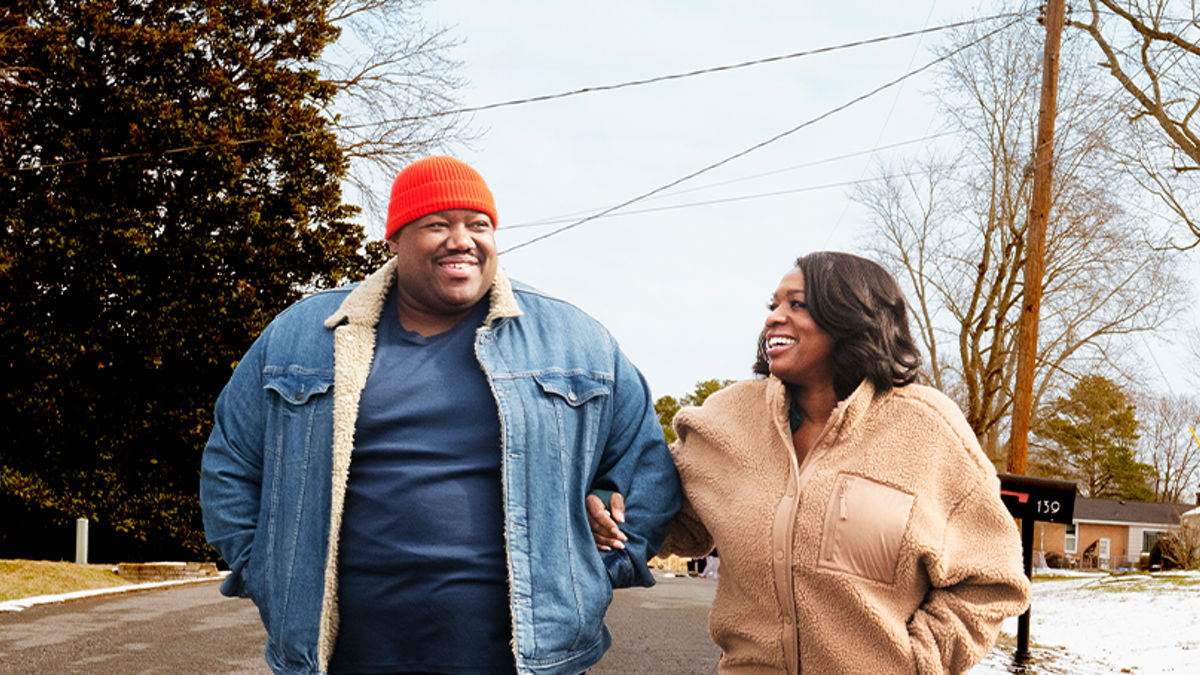 Michael and Tanya walking outside together