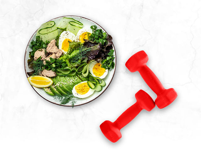 Salad and dumbbells