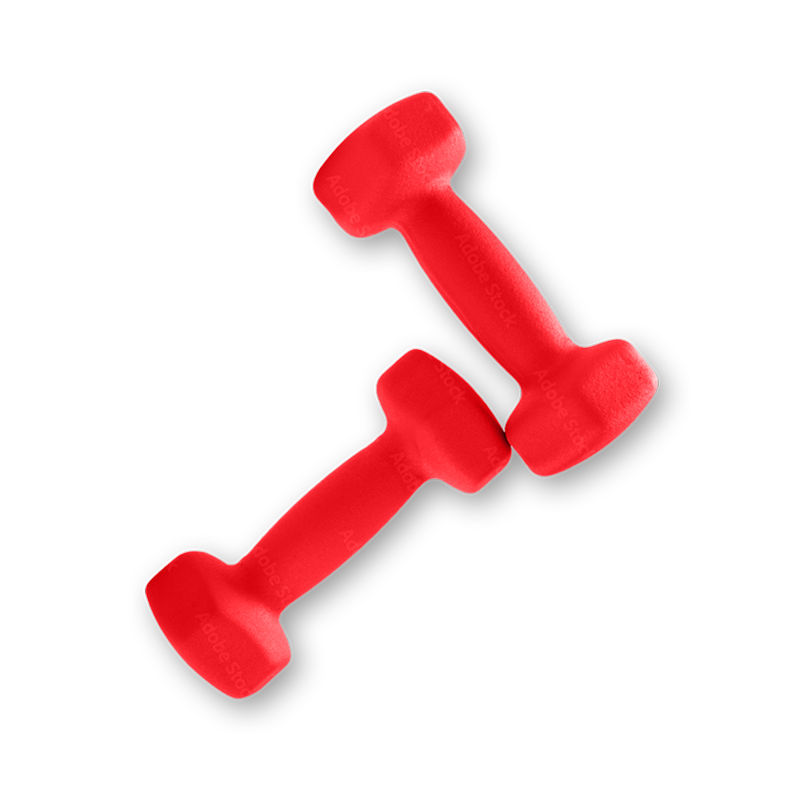Set of two red dumbbells