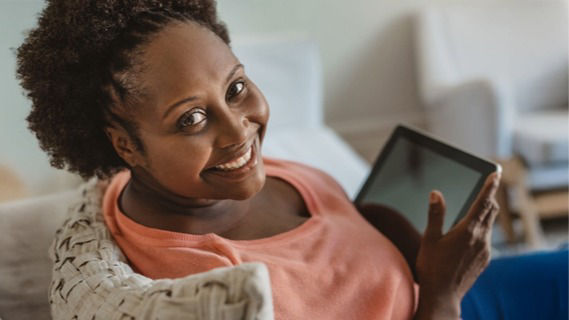Woman engaging with content on her phone