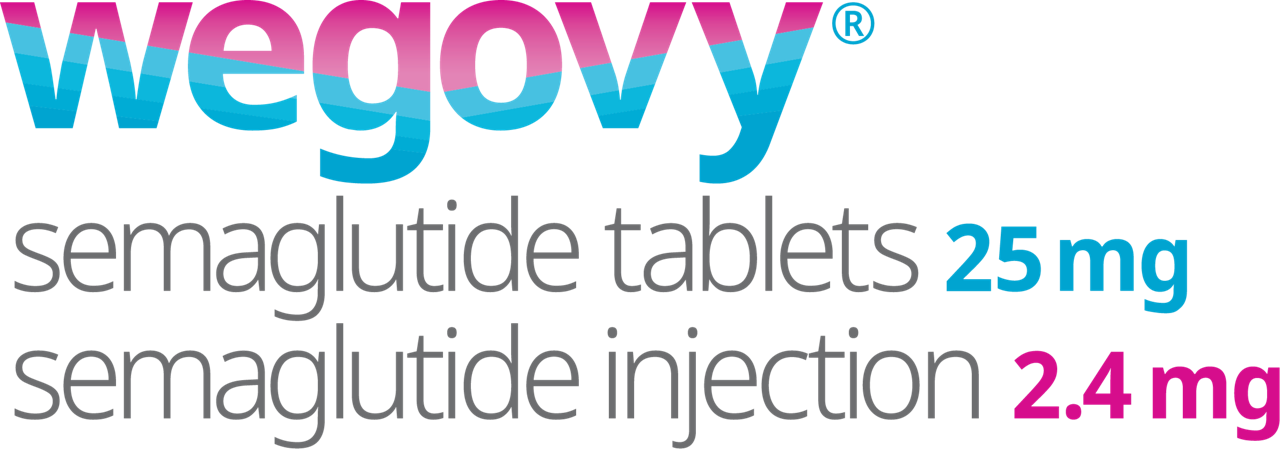 Once-weekly Wegovy® semaglutide tablets 25 mg semaglutide injection 2.4 milligrams logo