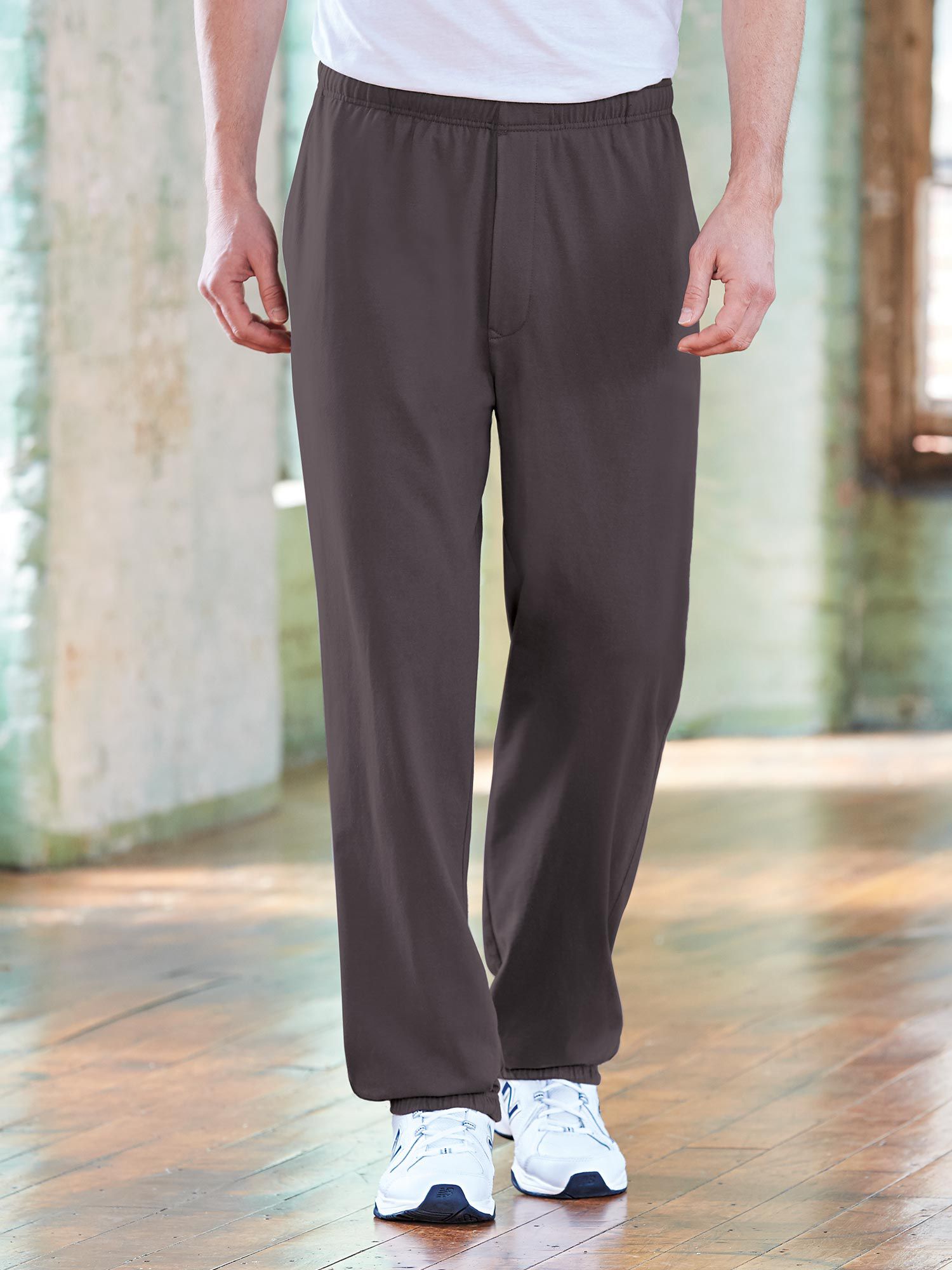 Haband Men’s Jersey Comfort Pants, Elastic Cuff
