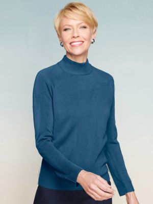 mock turtleneck sweater with back zipper