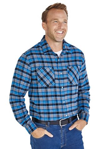 Haband Men’s Casual Joe® Snap-tastic™ Yarn Dyed Flannel Shirt - Image 1 of 5