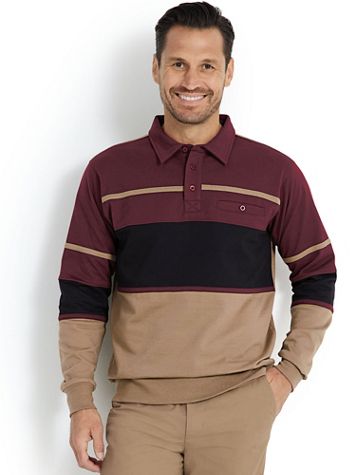Haband Men’s Casual Joe® Colorblock Fleece Polo - Image 1 of 3