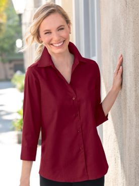 Women's Wrinkle-Resistant Foxcroft 3/4-Sleeved Shirt