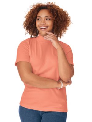 women's short sleeve mock neck tops