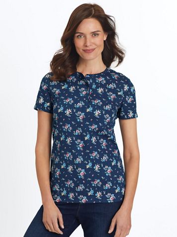 Short-Sleeve Pointelle Henley Top - Image 1 of 31