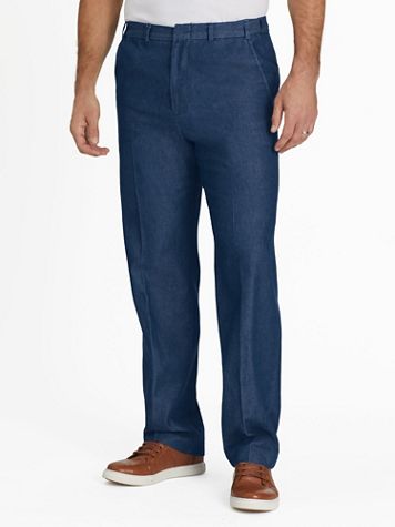John Blair Adjust-A-Band Relaxed-Fit Twill and Denim Pants - Image 1 of 3