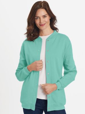 women's snap front fleece jacket