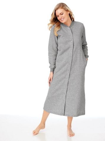 Snap-Front Long Fleece Robe  - Image 1 of 11