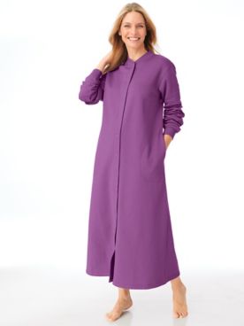 Snap-Front Long Fleece Robe 