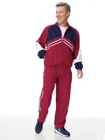 John Blair Stripe Microfiber Jog Suit - Image 1 of 5