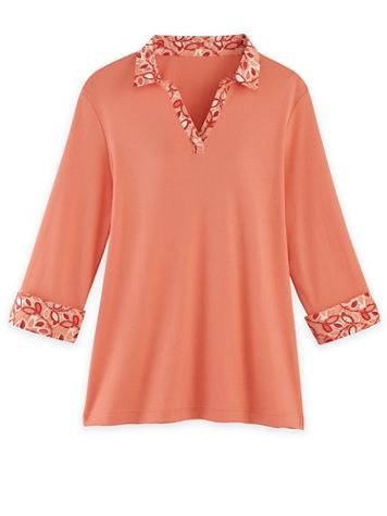 Layered Look 3/4 Sleeve Top - Image 1 of 1