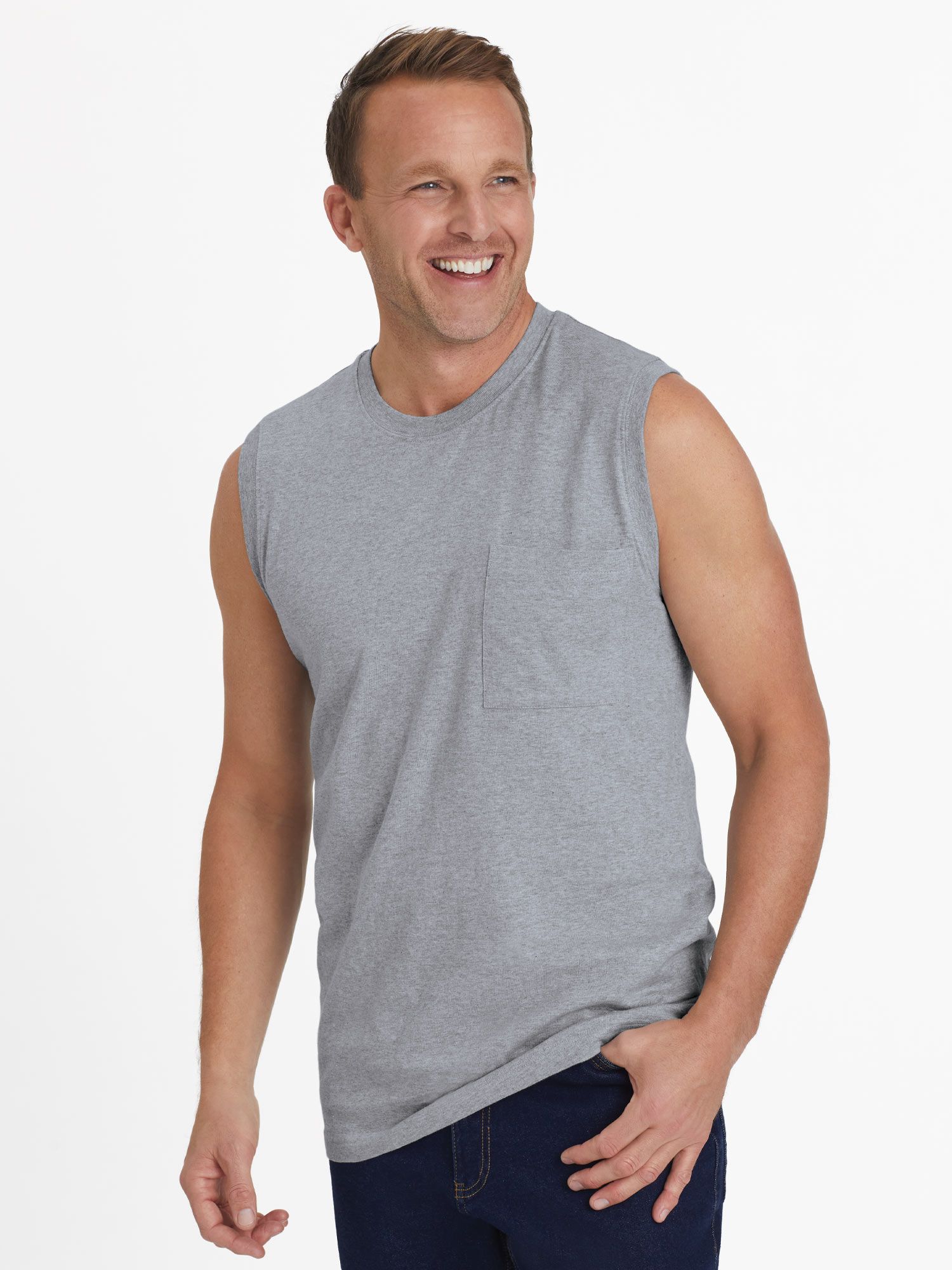 John Blair Everyday Jersey Knit Sleeveless Pocket Tee