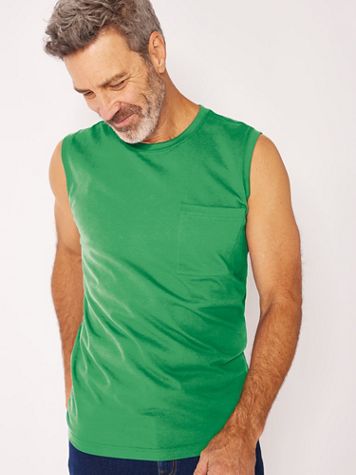 John Blair Everyday Jersey Knit Sleeveless Pocket Tee - Blair