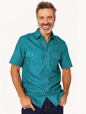 John Blair® Short-Sleeve Linen-Look Pilot Shirt