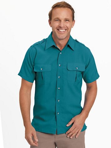 John Blair® Short-Sleeve Linen-Look Pilot Shirt - Image 1 of 12