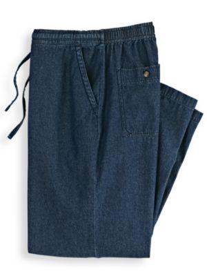 elastic denim pants