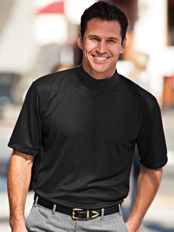 mens short sleeve mock neck shirt