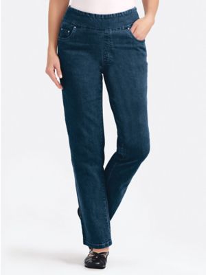 women's blue jeans with elastic waistband